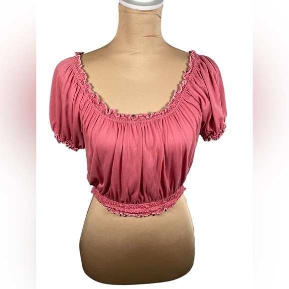 Reformation Pink 100% Tencel Smocked Off Shoulder Peasant Top Size XS - Picture 1 of 6